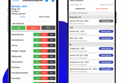 Screenshots der Android- und iOS-App im Qualitätsmanagement