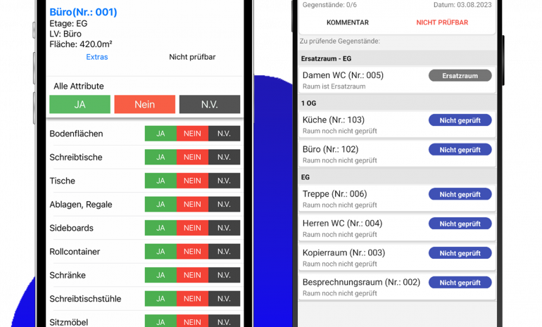 Screenshots der Android- und iOS-App im Qualitätsmanagement